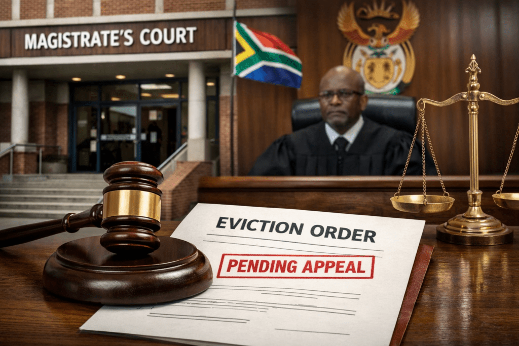 Eviction order pending appeal under South African law
