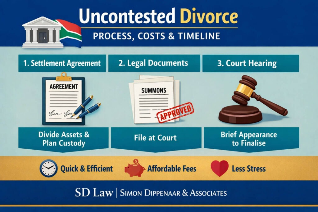 Uncontested divorce South Africa settlement agreement checklist